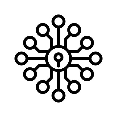 Güvenlik simgesi ince çizgi şeklinde. Vektör illüstrasyon grafik tasarımı