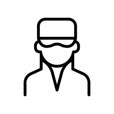 Hacker ikonu ince çizgi şeklinde. Vektör illüstrasyon grafik tasarımı