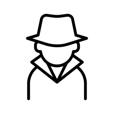 Hacker ikonu ince çizgi şeklinde. Vektör illüstrasyon grafik tasarımı