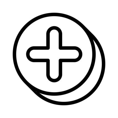 Artı, Pozitif, Cross, ince çizgi şeklinde simge ekle. Vektör illüstrasyon grafik tasarımı