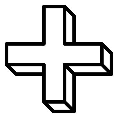 Artı, Pozitif, Cross, ince çizgi şeklinde simge ekle. Vektör illüstrasyon grafik tasarımı