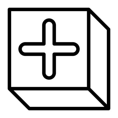 Artı, Pozitif, Cross, ince çizgi şeklinde simge ekle. Vektör illüstrasyon grafik tasarımı