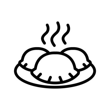 İnce çizgi şeklinde Kore hamur köftesi ikonu. Vektör illüstrasyon grafik tasarımı