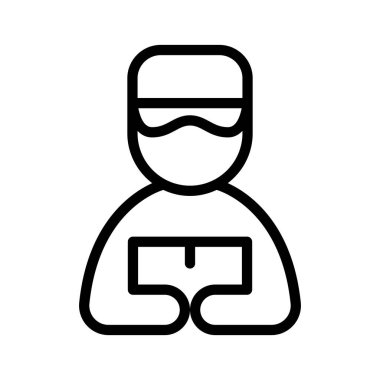 İnce çizgi şeklinde bir postacı ikonu. Vektör illüstrasyon grafik tasarımı