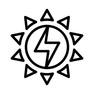 İnce çizgi şeklinde güneş enerjisi simgesi. Vektör illüstrasyon grafik tasarımı