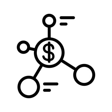 Kripto para birimi simgesi ince çizgi şeklinde. Vektör illüstrasyon grafik tasarımı