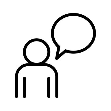 İnce çizgi şeklinde konuşan bir ikon. Vektör illüstrasyon grafik tasarımı