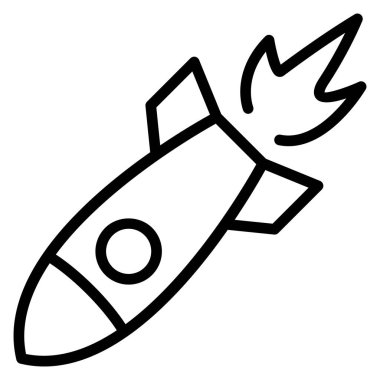 Füze ikonu ince çizgi şeklinde. Vektör illüstrasyon grafik tasarımı