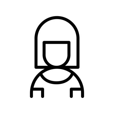 İnce çizgi şeklinde bir kız ikonu. Vektör illüstrasyon grafik tasarımı