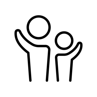 İnsanlar el ikonunu ince çizgi şeklinde kaldırdı. Vektör illüstrasyon grafik tasarımı