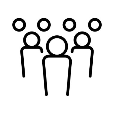 İnsanlar ince çizgi şeklinde ikon oluştururlar. Vektör illüstrasyon grafik tasarımı