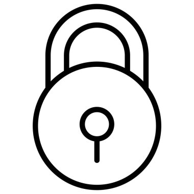 Ana kilit simgesi ince çizgi şeklinde. Vektör illüstrasyon grafik tasarımı