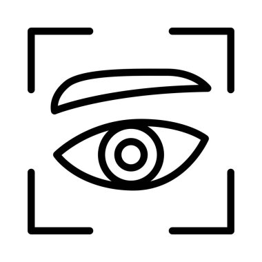 İris tarama simgesi ince çizgi şeklinde. Vektör illüstrasyon grafik tasarımı