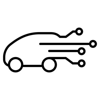 İnce çizgili akıllı araba ikonu. Vektör illüstrasyon grafik tasarımı