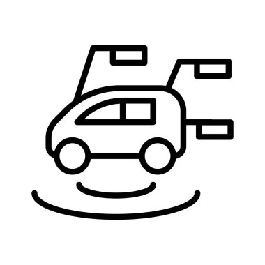 İnce çizgili akıllı araba ikonu. Vektör illüstrasyon grafik tasarımı
