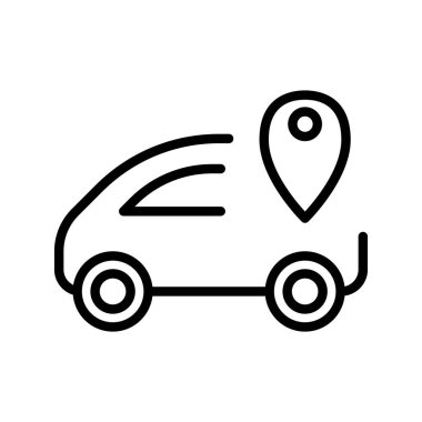 İnce çizgili akıllı araba ikonu. Vektör illüstrasyon grafik tasarımı