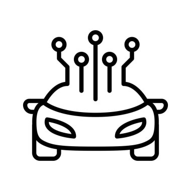 İnce çizgili akıllı araba ikonu. Vektör illüstrasyon grafik tasarımı