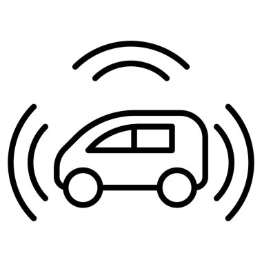 İnce çizgili akıllı araba ikonu. Vektör illüstrasyon grafik tasarımı