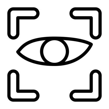 İris tarama simgesi ince çizgi şeklinde. Vektör illüstrasyon grafik tasarımı