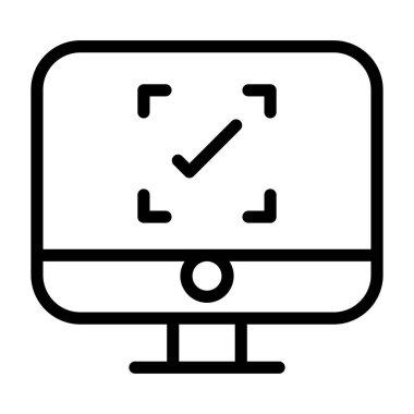 İnce çizgi şeklinde yüz tanıma simgesi. Vektör illüstrasyon grafik tasarımı