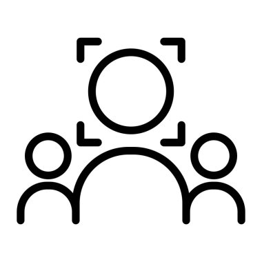 Yüz tarama simgesi ince çizgi şeklinde. Vektör illüstrasyon grafik tasarımı