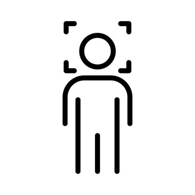 İnce çizgi şeklinde yüz tanıma simgesi. Vektör illüstrasyon grafik tasarımı