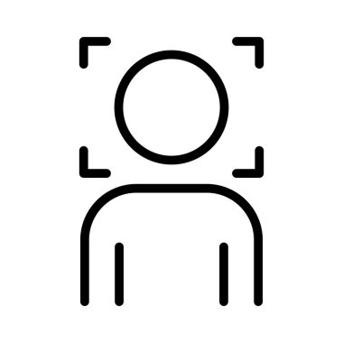 İnce çizgi şeklinde yüz tanıma simgesi. Vektör illüstrasyon grafik tasarımı