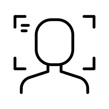 İnce çizgi şeklinde yüz tanıma simgesi. Vektör illüstrasyon grafik tasarımı