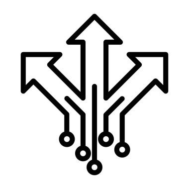 Yapay zeka ikonu ince çizgi şeklinde. Vektör illüstrasyon grafik tasarımı