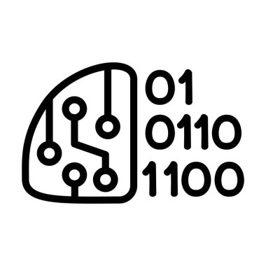 Yapay zeka ikonu ince çizgi şeklinde. Vektör illüstrasyon grafik tasarımı