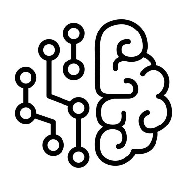 Yapay zeka ikonu ince çizgi şeklinde. Vektör illüstrasyon grafik tasarımı