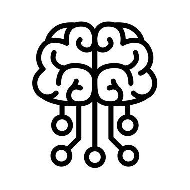 Yapay zeka ikonu ince çizgi şeklinde. Vektör illüstrasyon grafik tasarımı