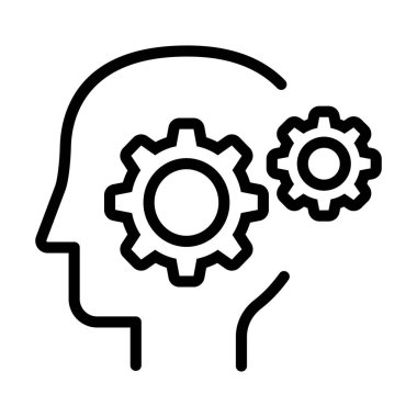 Yapay zeka ikonu ince çizgi şeklinde. Vektör illüstrasyon grafik tasarımı