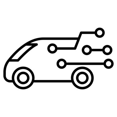 İnce çizgili akıllı araba ikonu. Vektör illüstrasyon grafik tasarımı