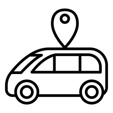 İnce çizgili akıllı araba ikonu. Vektör illüstrasyon grafik tasarımı