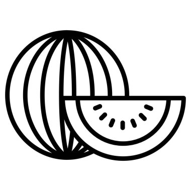 İnce çizgi şeklinde karpuz ikonu. Vektör illüstrasyon grafik tasarımı