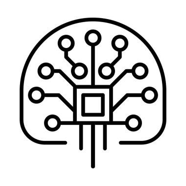 İnce çizgi şeklinde yapay zeka simgesi. Vektör illüstrasyon grafik tasarımı