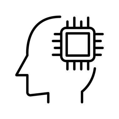 İnce çizgi şeklinde çip simgesi. Vektör illüstrasyon grafik tasarımı