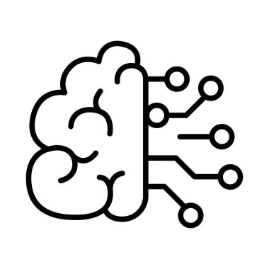 İnce çizgi şeklinde yapay zeka simgesi. Vektör illüstrasyon grafik tasarımı