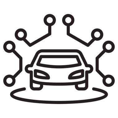 İnce çizgili akıllı araba ikonu. Vektör illüstrasyon grafik tasarımı