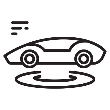 İnce çizgili akıllı araba ikonu. Vektör illüstrasyon grafik tasarımı