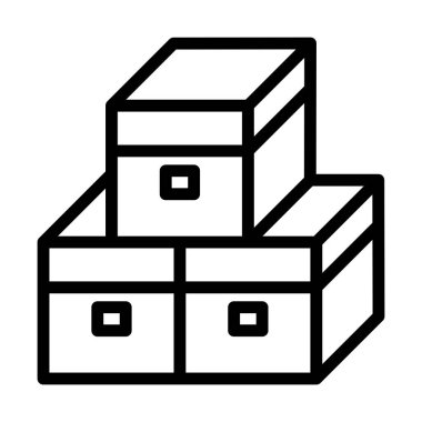 İnce çizgi şeklinde kutu simgesi. Vektör illüstrasyon grafik tasarımı