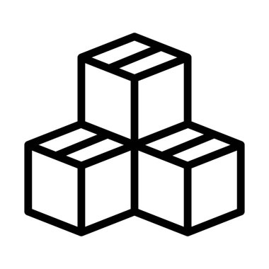 İnce çizgi şeklinde kutu simgesi. Vektör illüstrasyon grafik tasarımı