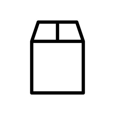 İnce çizgi şeklinde kutu simgesi. Vektör illüstrasyon grafik tasarımı