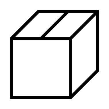 İnce çizgi şeklinde kutu simgesi. Vektör illüstrasyon grafik tasarımı