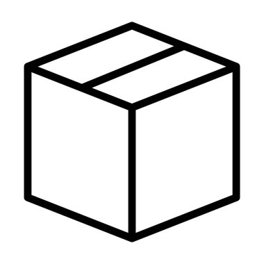 İnce çizgi şeklinde kutu simgesi. Vektör illüstrasyon grafik tasarımı