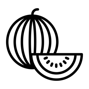 İnce çizgi şeklinde karpuz ikonu. Vektör illüstrasyon grafik tasarımı