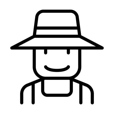 Çiftçi ikonu ince çizgi şeklinde. Vektör illüstrasyon grafik tasarımı