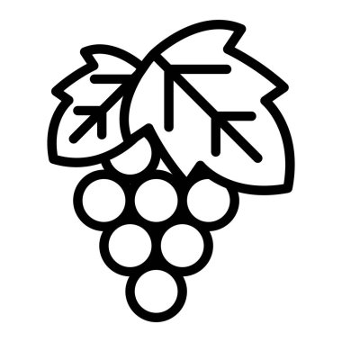 İnce çizgi şeklinde üzüm ikonu. Vektör illüstrasyon grafik tasarımı