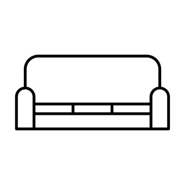 İnce çizgi şeklinde kanepe simgesi. Vektör illüstrasyon grafik tasarımı